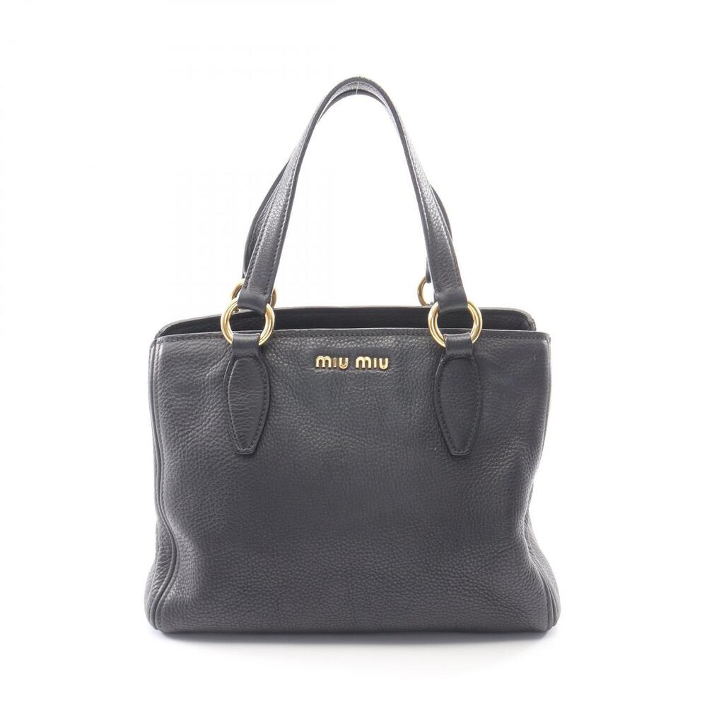 Miu Miu Tote Bag Handbag Leather Black